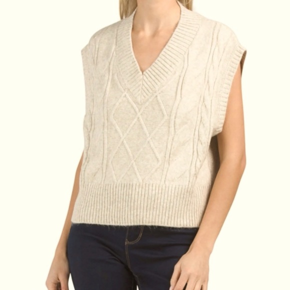 Sincerly Jules Sweaters - SOLD Sincerely Jules Cream Cable Knit V-Sweater Vest Womens S Eclectic Grandpa